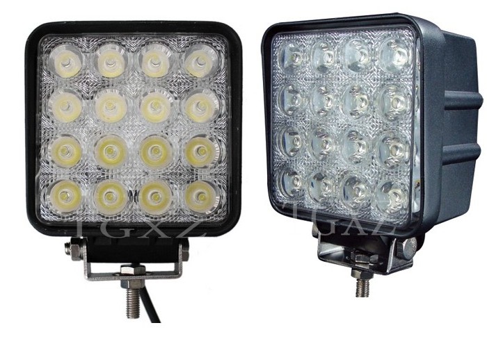 Super bright square 12v 24v 16led spotlight 4inch car led work light 48w 16 led for off-road suv