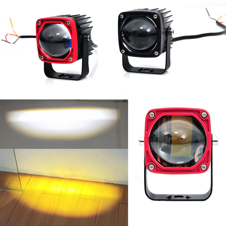 New high low beam dual color spot 4d 2inch 30w ce rohs ip67 led light work amber led folding work light