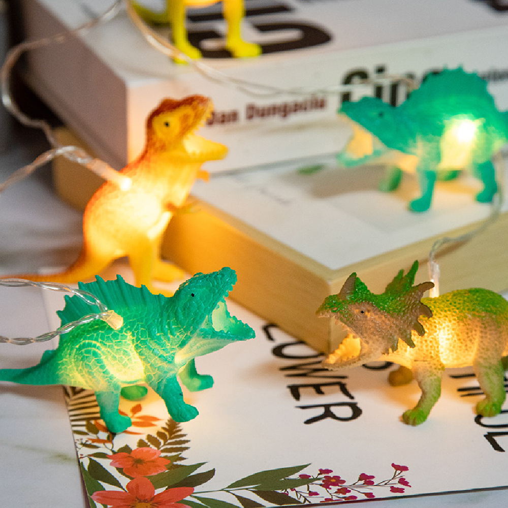 10 LED Dinosaur String Lights For Kid Room Boys Bedroom Christmas Fairy Tale Garland Cartoon Lamp Party Jurassic World