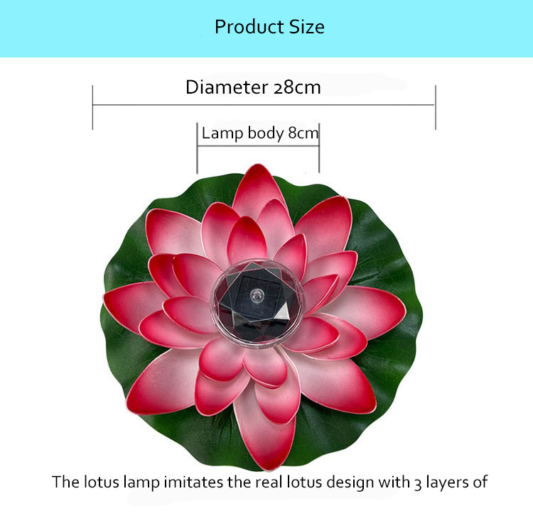 Solar Powered LED Flower Light Artificial Lotus Floating Fountain Pond Garden Pool Lamp Outdoor Waterproof Decorative Lights