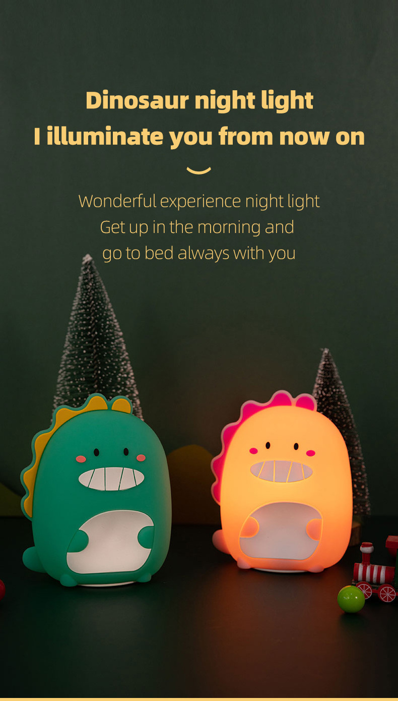 Cute Dinosaur Children LED Night Light USB Charging Induction Lantern Bedroom Children'S Room Silicone Lamp For Kids Boy Gifts