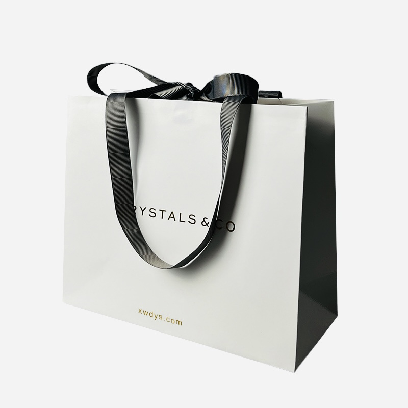 Customization Luxury White Gift Craft Bag For Perfume Package Hot Sliver Paper Bag With Silk Ribbon