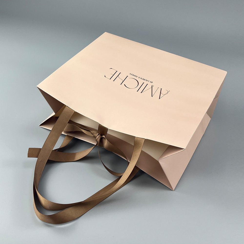 Manufacture Custom Shopping Brown Paper Bags With Your Brand Logo Ribbon Handles Paperbag For Shoes Clothes Underwear Packaging