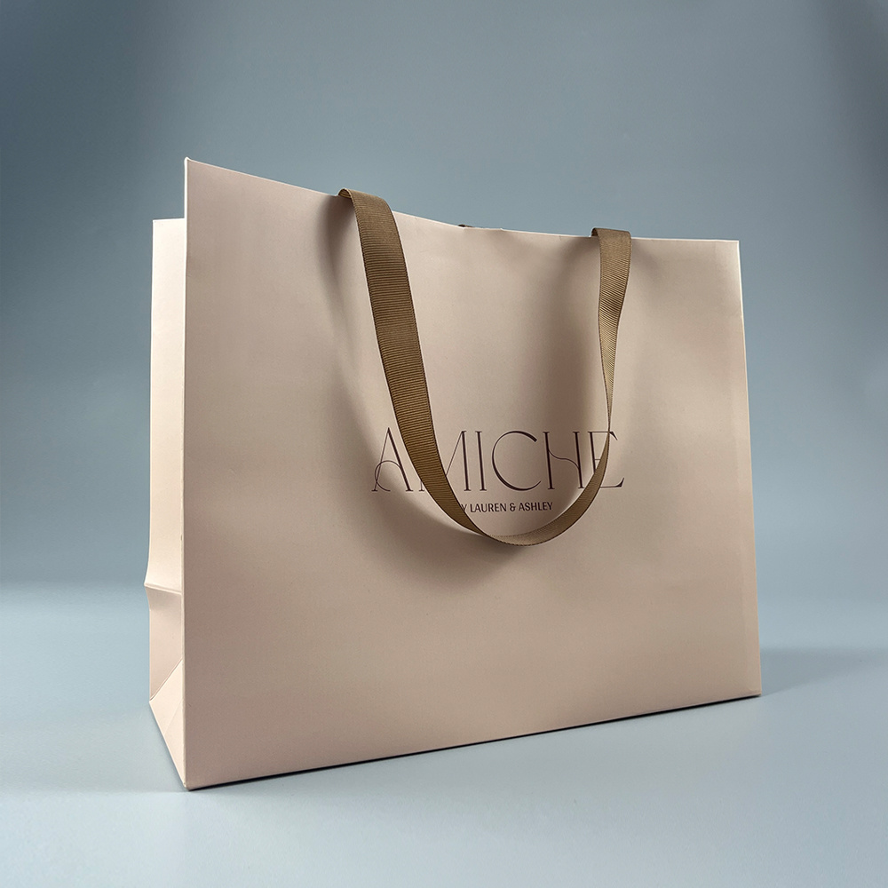 Manufacture Custom Shopping Brown Paper Bags With Your Brand Logo Ribbon Handles Paperbag For Shoes Clothes Underwear Packaging