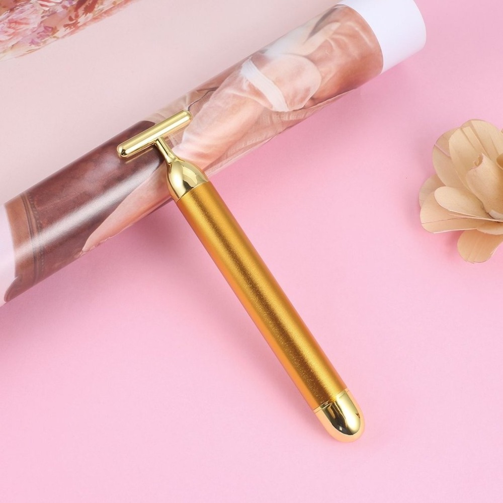 Golden Lift Skin Tightening Facial Beauty Roller Wrinkle Remove Vibration Massager Stick Beauty Bar Slimming Face Massage Tools