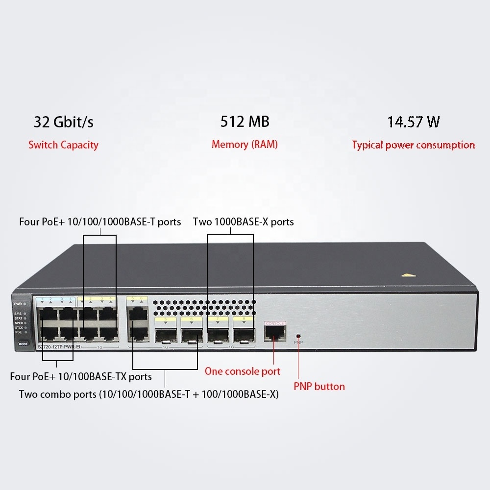 Enterprise Power Supply Switch 2720-12TP-PWR-EI POE Gigabit Switch