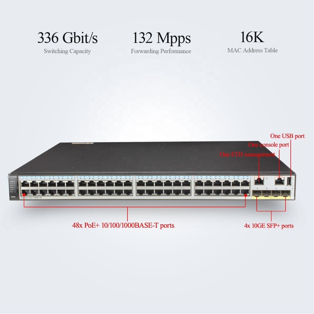 48 port poe switch S5720-52X-PWR-SI-AC industrial network campus ethernet access switch for best quality