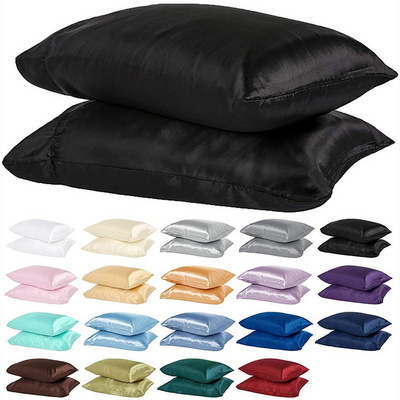 Wholesale Price Solid Color Soft Satin Silk Pillowcase with Envelope Zipper Pure Emulation Satin Mulberry Silk Pillow Case