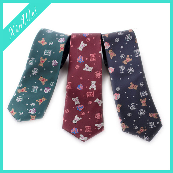 Fashion Young Men'S Christmas Tie Interesting Cartoon Bear Party Necktie