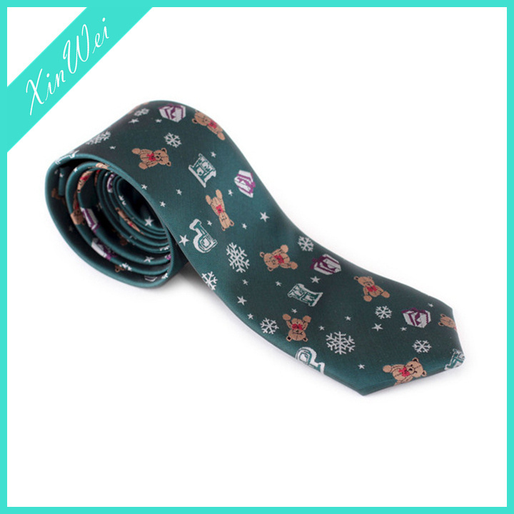 Fashion Young Men'S Christmas Tie Interesting Cartoon Bear Party Necktie