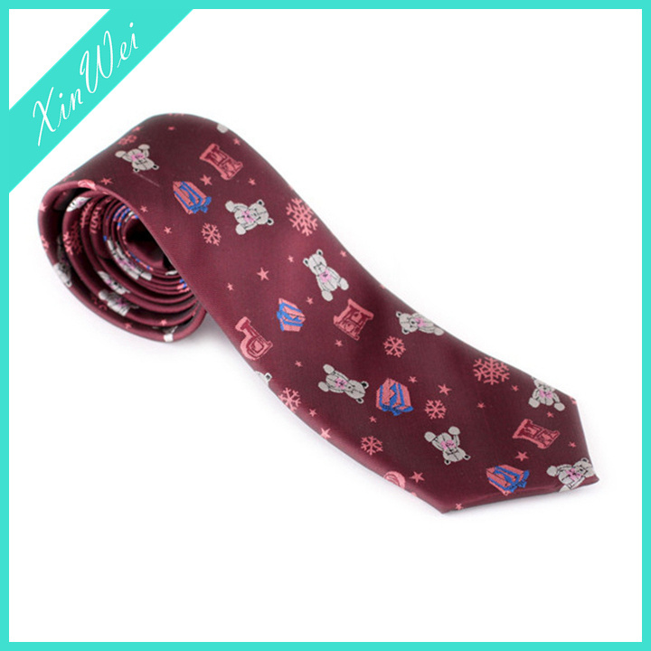 Fashion Young Men'S Christmas Tie Interesting Cartoon Bear Party Necktie