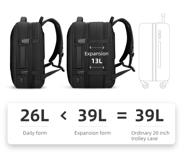 Wholesale custom logo winter 2022 new black Large capacity multi-layer backpack waterproof large capacity backpack with raincoat