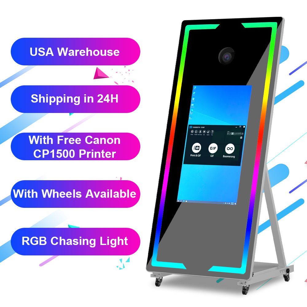 2024 newest photo booth magic mirror photo booth screen mirror photo booth for wedding and events