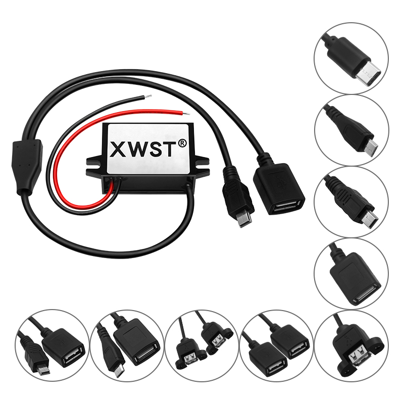 XWST DC DC Buck Converter 12V 24v 36v 48v 72v 85v  to 5V Micro Type-c Mini USB Charger for Mobile Phone Charging in Car