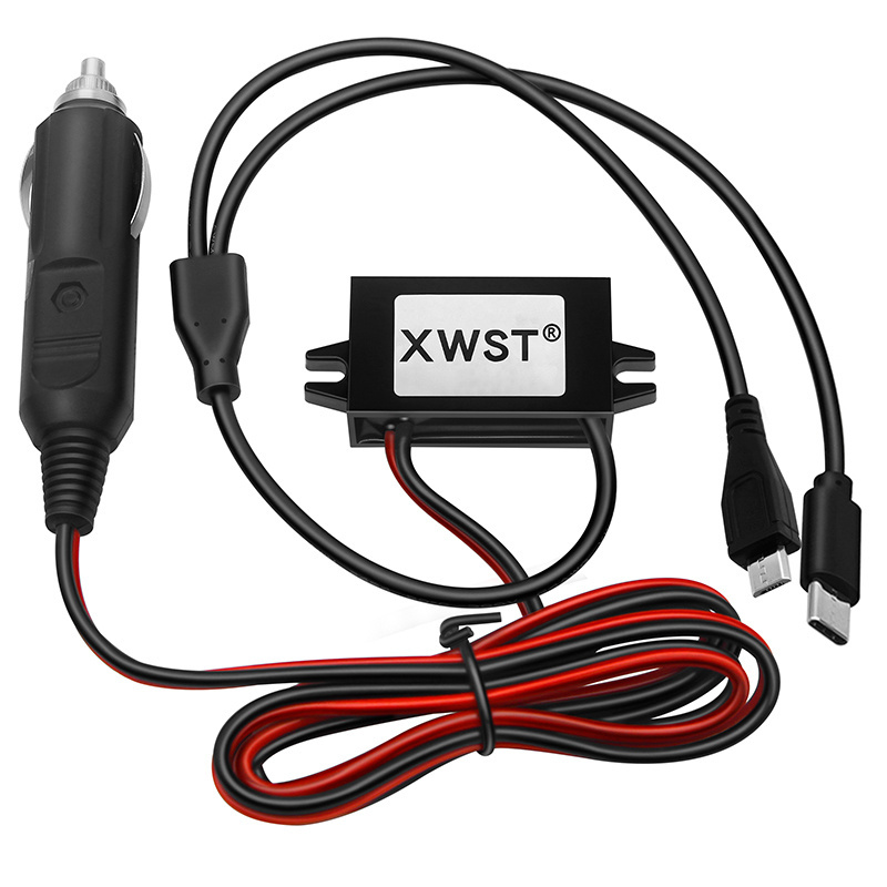 XWST DC 12V to 5V Step Down Converter 3A 15W Type-C Mini USB Buck Power Supply Charger for Auto Car Motorcycle Bus