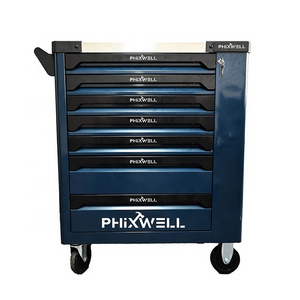 PHIXWELL Professional 8 Drawers Steel Garage Tool Mechanic Chest Cabinet Trolley Set With Tools