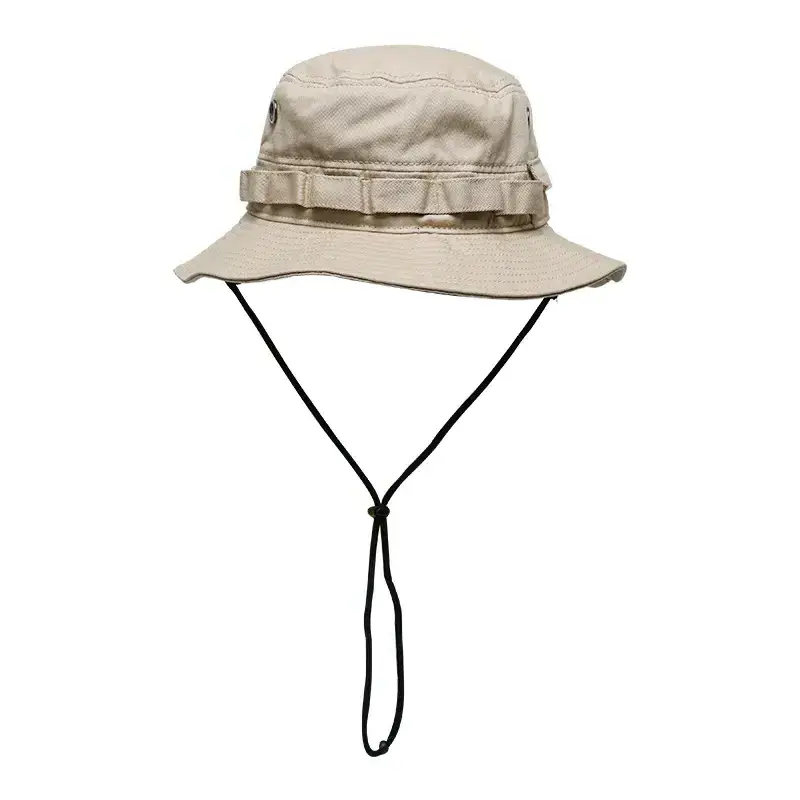 Spring  hot selling sublimation cap winter custom simple outdoor plain 100% cotton fisherman sun protection bucket hat with rope