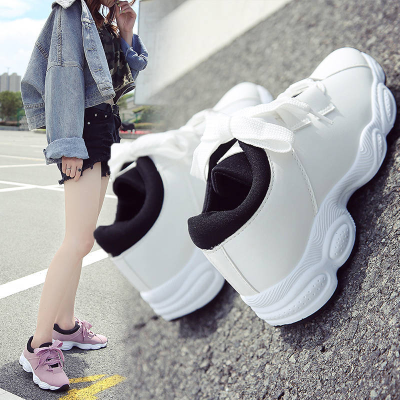 2024 Spring new women's shoes casual Korean students thick bottom sneakers running shoes ladies single shoes