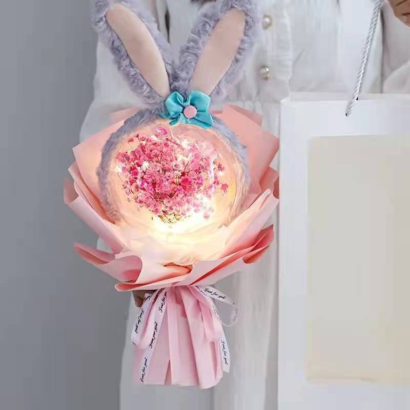 New Design flower wrapping Transparent Bobo Balloons Rose Bouquet Acrylic Flower Bobo Balloons with Light