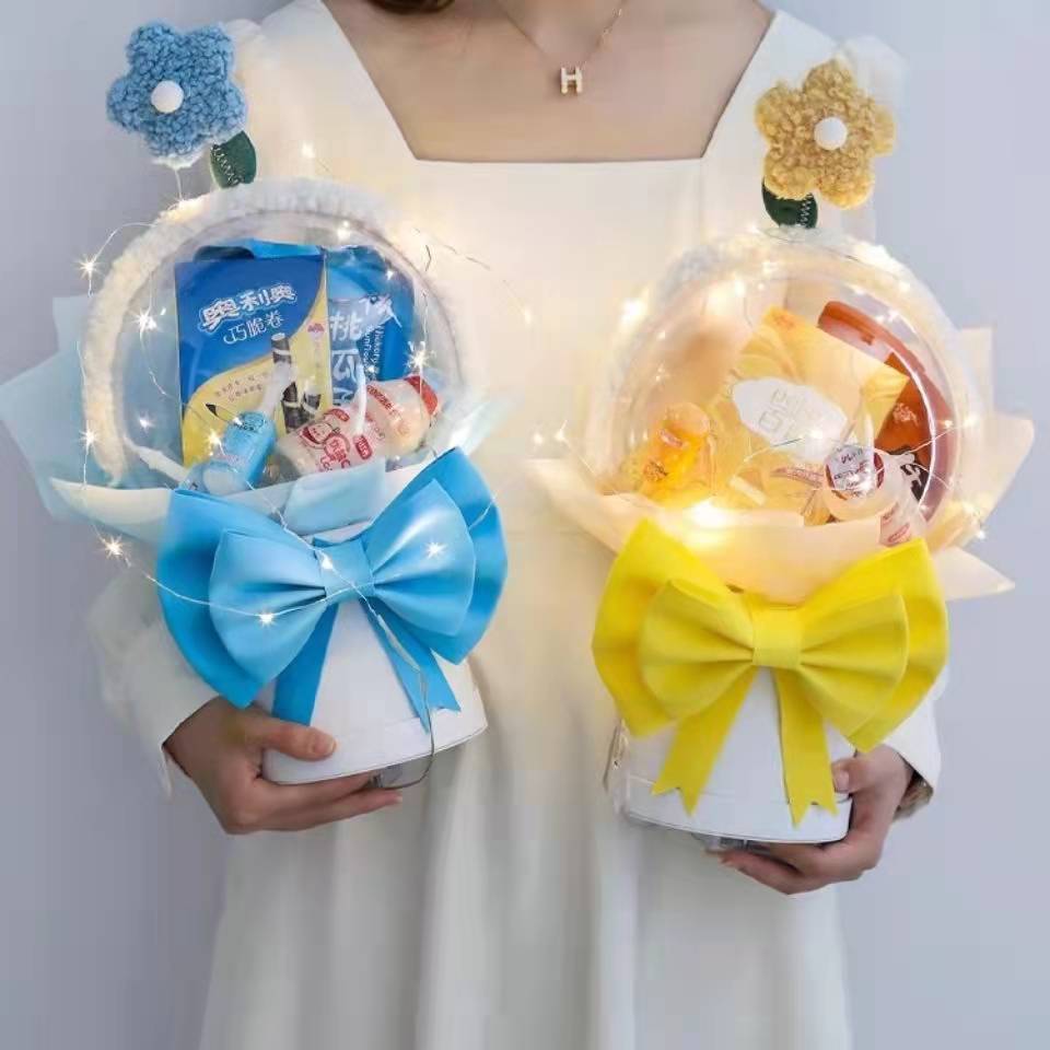 New Design flower wrapping Transparent Bobo Balloons Rose Bouquet Acrylic Flower Bobo Balloons with Light