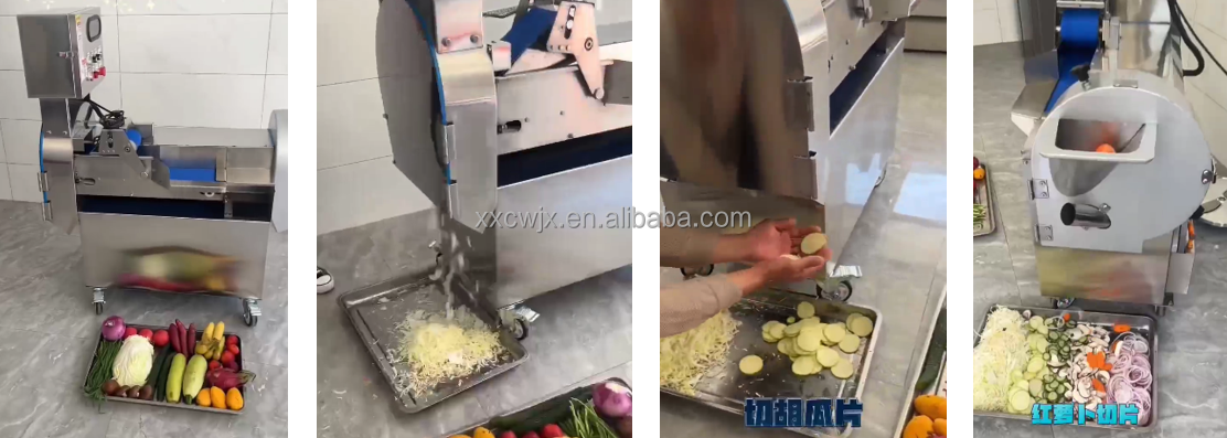 Commercial Industrial Food Fruit Shredding Slicing Dicing Onion Carrot Cucumber Potato Vegetable Cutting Cutter Machine