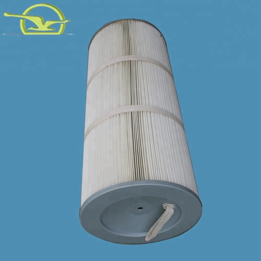 0.3um spunbonded polyester cylinder pleated self cleaning air filter cartridge