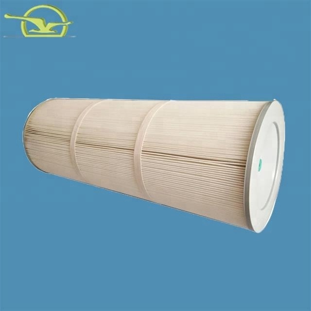 0.3um spunbonded polyester cylinder pleated self cleaning air filter cartridge