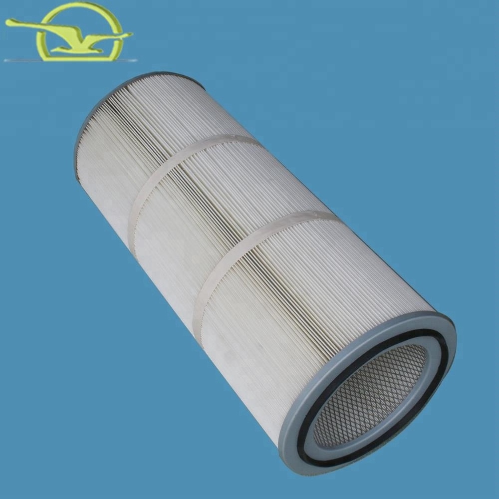 0.3um spunbonded polyester cylinder pleated self cleaning air filter cartridge