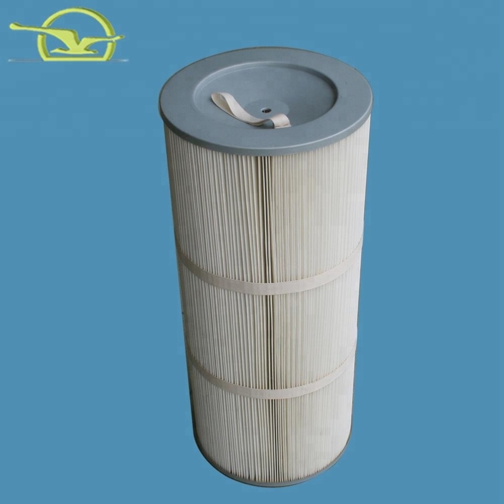 0.3um spunbonded polyester cylinder pleated self cleaning air filter cartridge