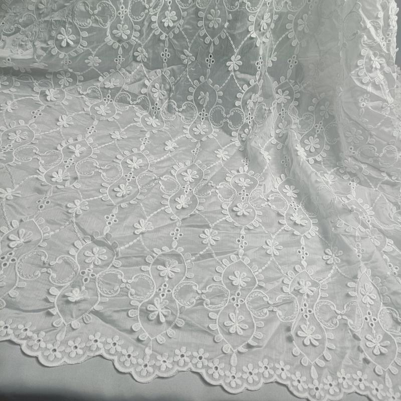 affinity White anti-silk fabric three-dimensional embossed embroidered lace fabric for dress