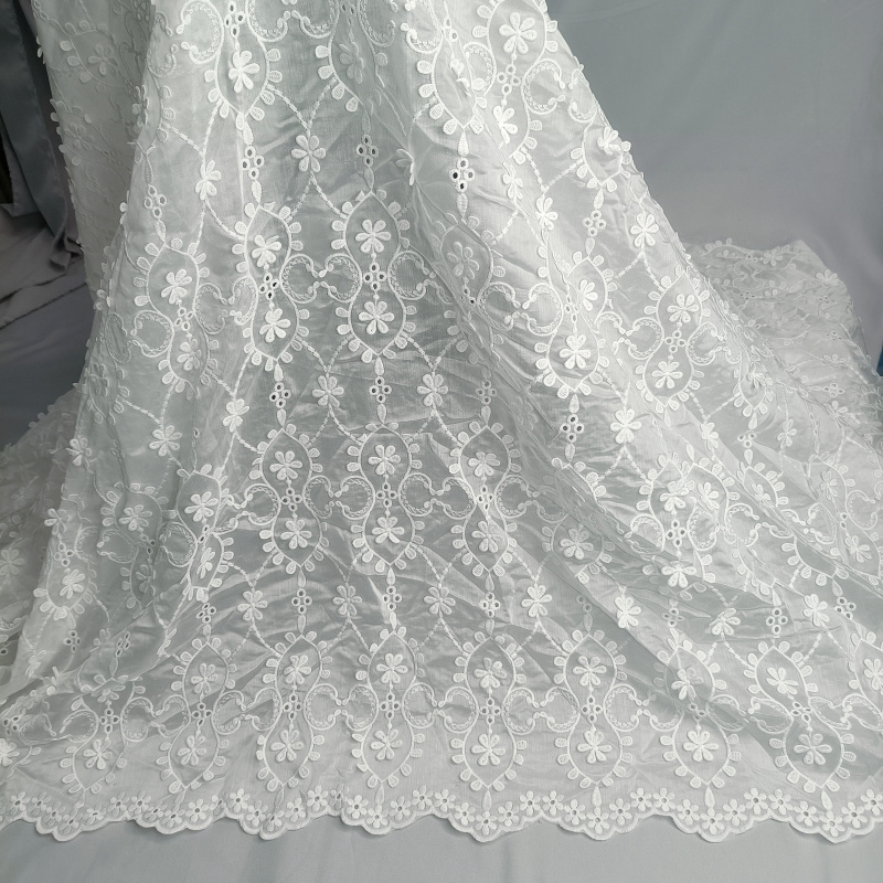 affinity White anti-silk fabric three-dimensional embossed embroidered lace fabric for dress