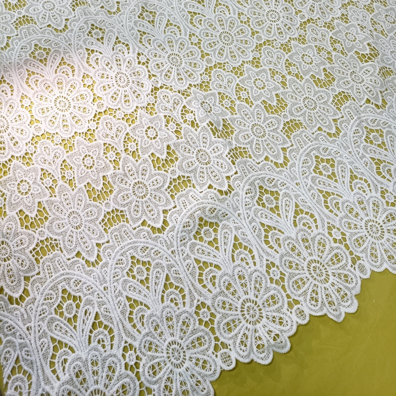 White Guipure Cord for Lady's Wedding Dress High Quality African Lace Fabric Water Soluble Silk Milk Lace Embroidery Fabric