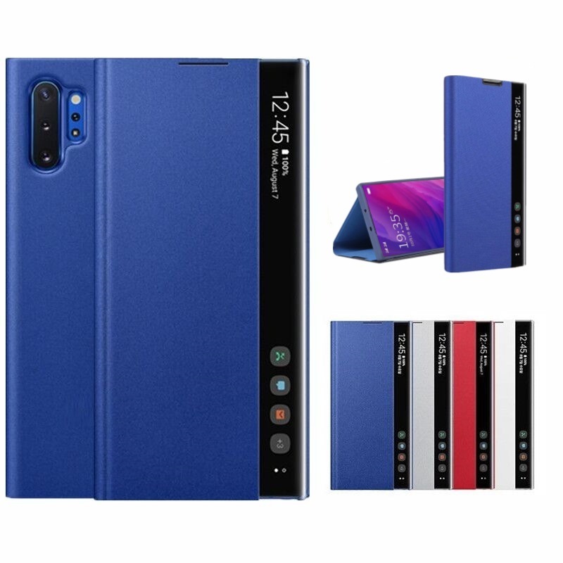 Mirror Cover Clear Smart View Phone Case For Samsung Galaxy Note 10 Note10 5G Note X Rouse Slim Flip Case