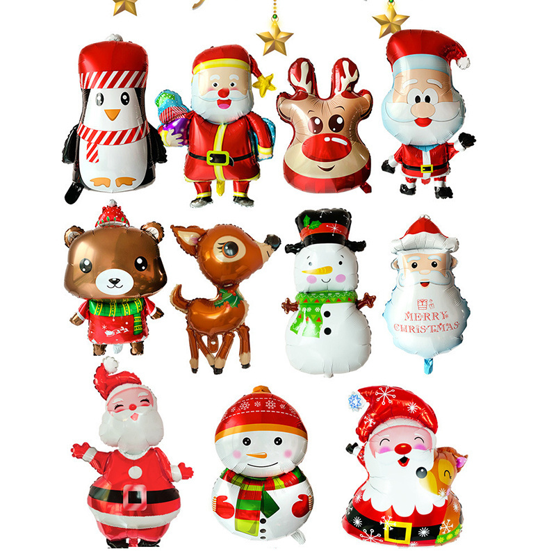 Wholesale Merry Christmas foil balloons Santa Claus elk Snowman Penguin decoration inflatable aluminum balloon