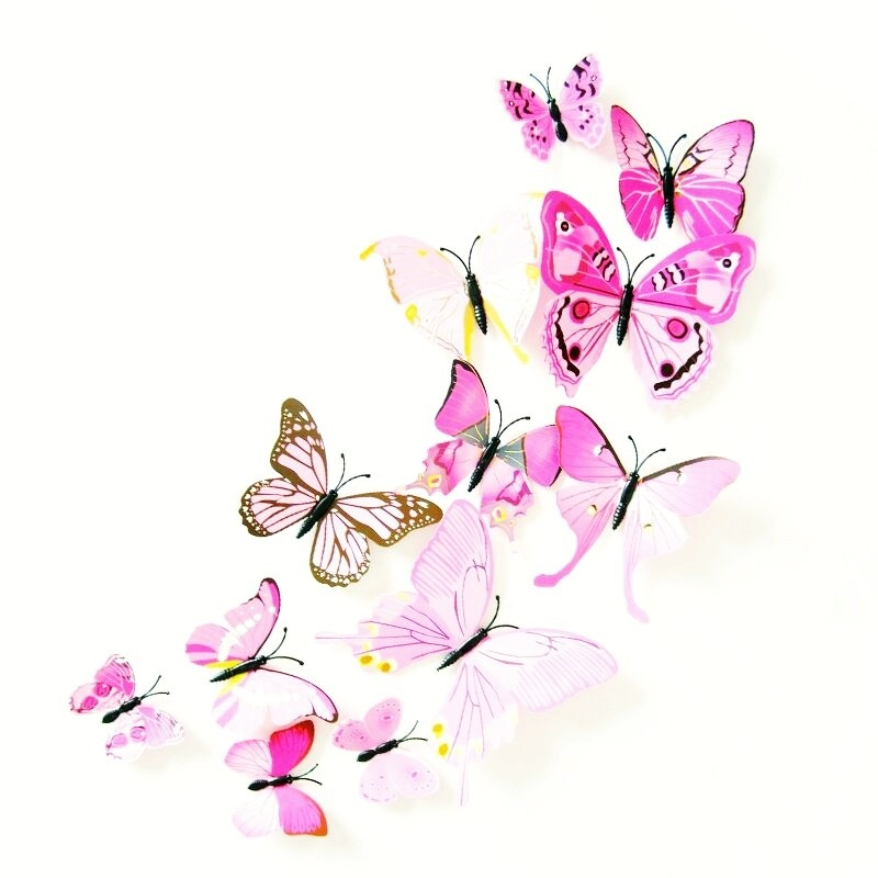 QAKGL Butterflies 3D Wall Stickers Art DIY PVC Removable Decors Wedding Decorations Single Wall Decals Sticker