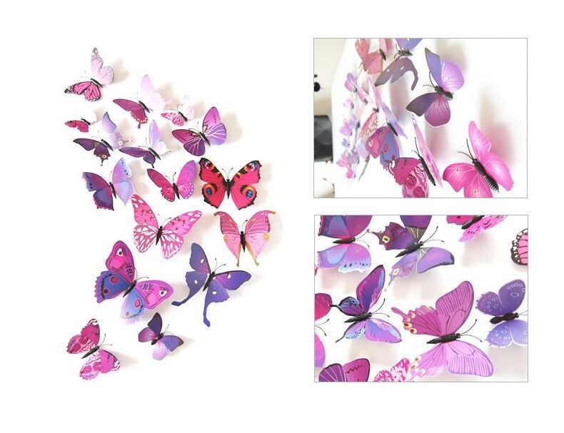 QAKGL Butterflies 3D Wall Stickers Art DIY PVC Removable Decors Wedding Decorations Single Wall Decals Sticker