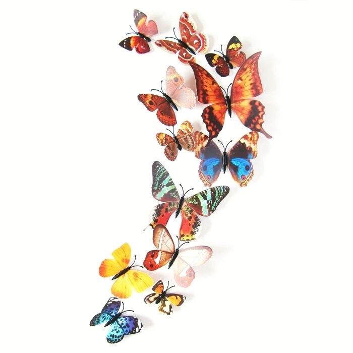 QAKGL Butterflies 3D Wall Stickers Art DIY PVC Removable Decors Wedding Decorations Single Wall Decals Sticker