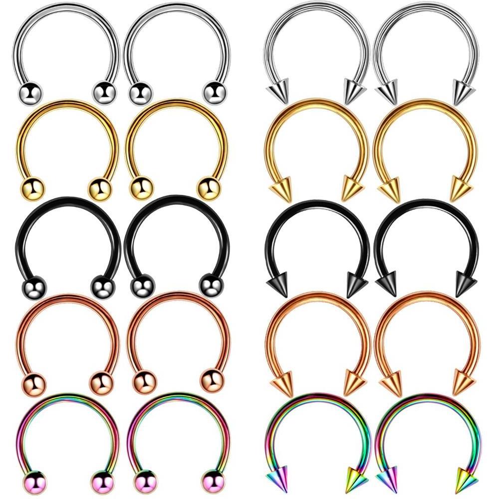 Factory Price Nose Horseshoe Ring Nose Septum Ring Circular Ear Cartilage Tragus Piercing Jewelry 316L Stainless Steel Nose Ring