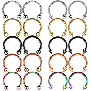 Factory Price Nose Horseshoe Ring Nose Septum Ring Circular Ear Cartilage Tragus Piercing Jewelry 316L Stainless Steel Nose Ring