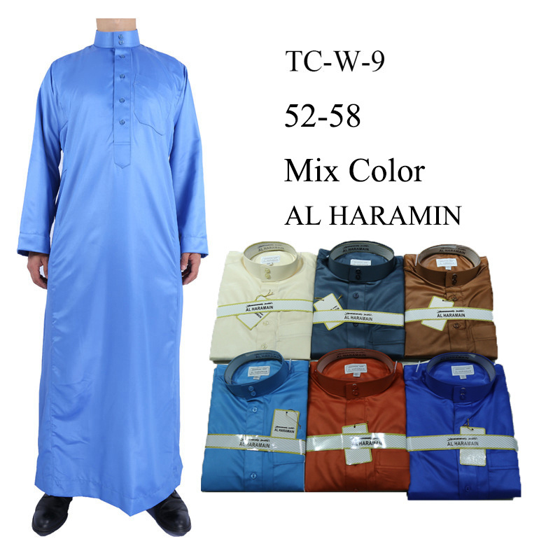 2022 High Quality Saudi Style Haramain Men Islamic Clothing Jubba Thobe Clothing Wholesale