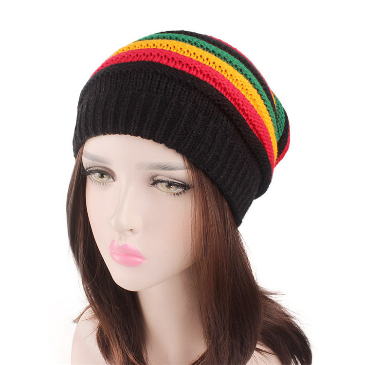 Unisex Reggae Baggie Knit Beanie Winter Hat Slouchy Rasta Cap Kids Hats with custom logo