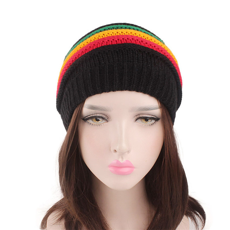 Unisex Reggae Baggie Knit Beanie Winter Hat Slouchy Rasta Cap Kids Hats with custom logo