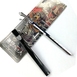 QAKGL 17cm Anime Attack on Titan Scout Regiment Knife Sword Keychains Eren Weapon Metal Keychain