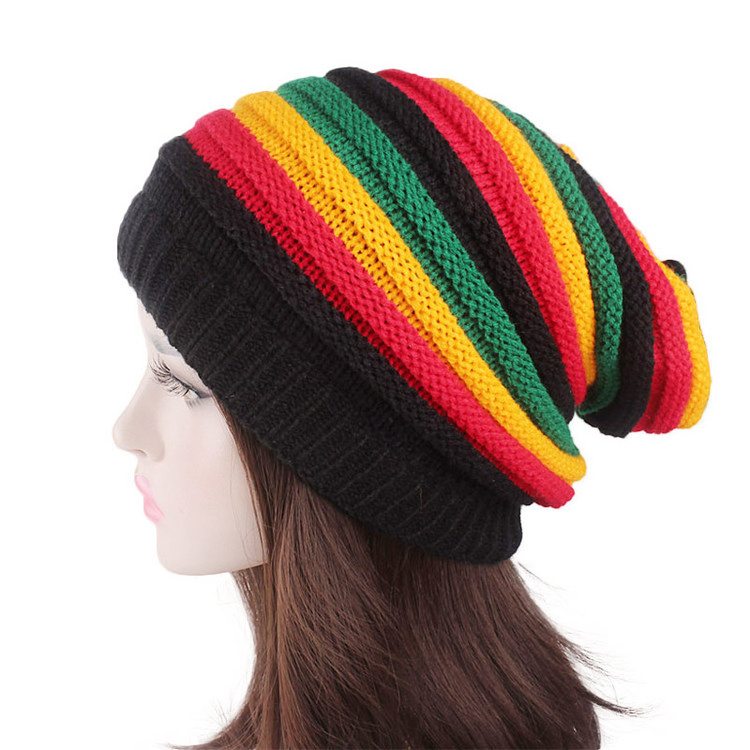 Unisex Reggae Baggie Knit Beanie Winter Hat Slouchy Rasta Cap Kids Hats with custom logo