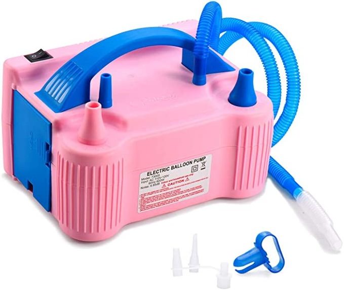 QAKGL  Balloon Pump Air Inflator Portable Dual Nozzle Pink Air Balloon Column Stand 600W Air Pump Balloon Stuffing Machine