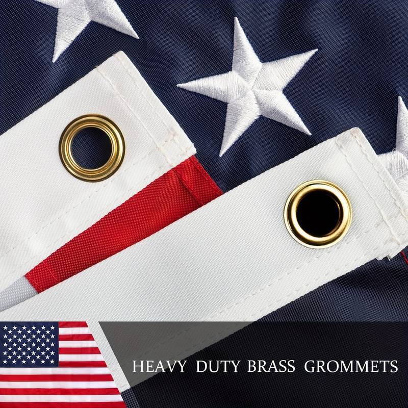 Wholesale Outdoor Heavy Duty Nylon Oxford Stripes Embroidered Stars USA US Flag 3x5 Ft American Flags With Brass Grommets