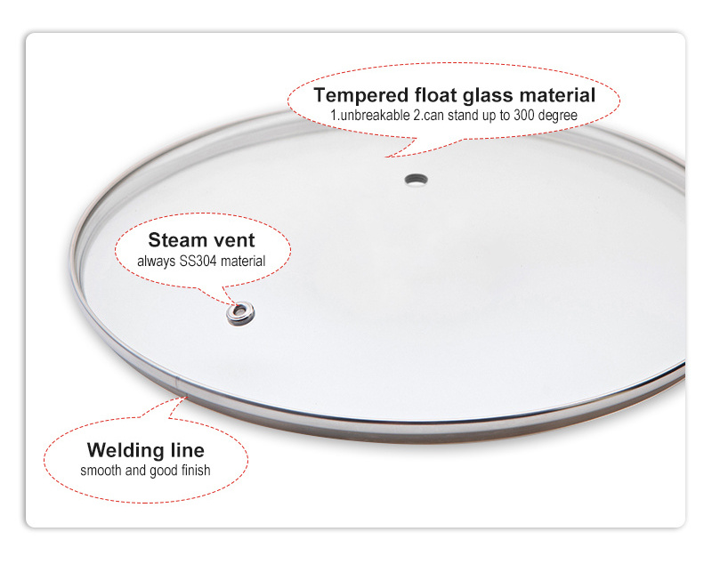 round G-Type Tempered Glass Lid Eco-Friendly Cookware Parts Cover