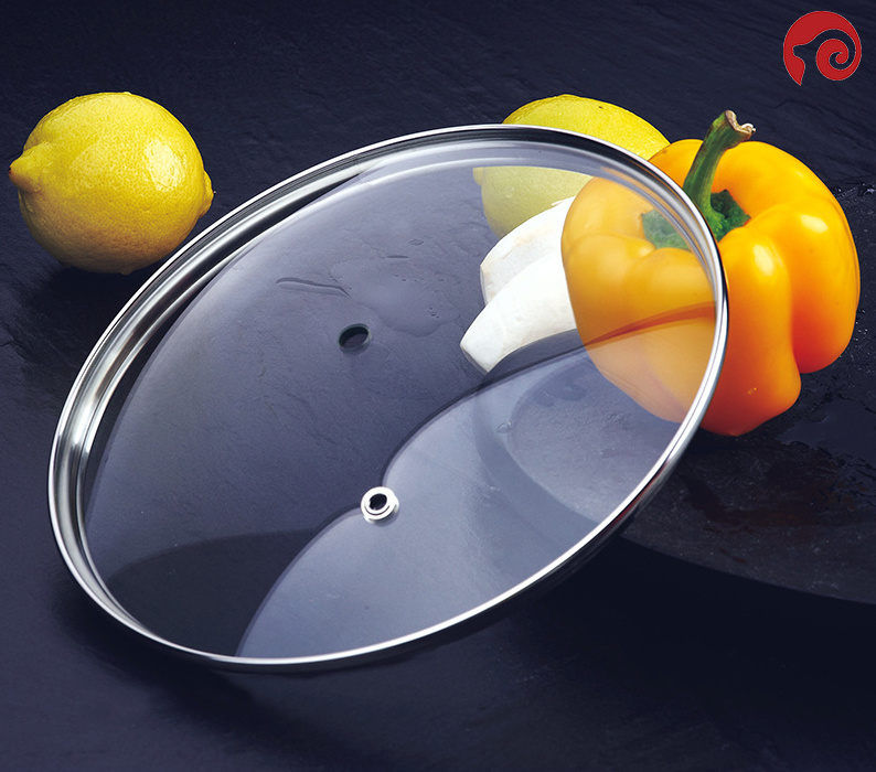 Transparent glass pot lid with flower sream vent hole  for fry pan