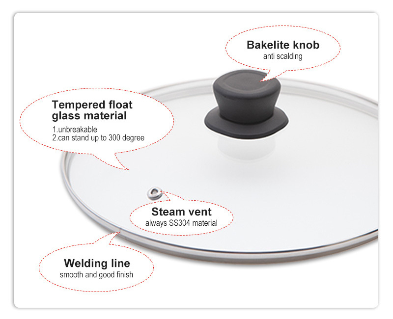 round Eco-Friendly Pan Lid Tempered Glass Pot Cover for Cookware Parts and Lid Replacement