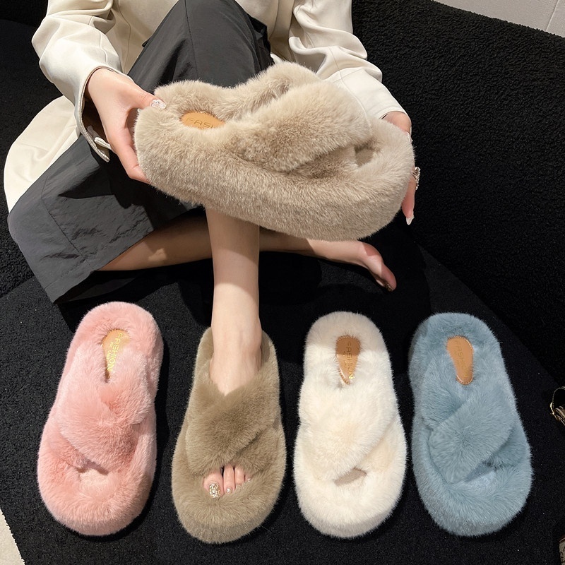 Hot selling plush slippers, sponge cake bottom slippers, comfortable and versatile, customized in bulk